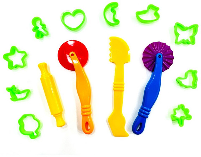 티니월드 클레이 도구 + 모양찍기틀 세트 434g, 혼합색상, 1세트