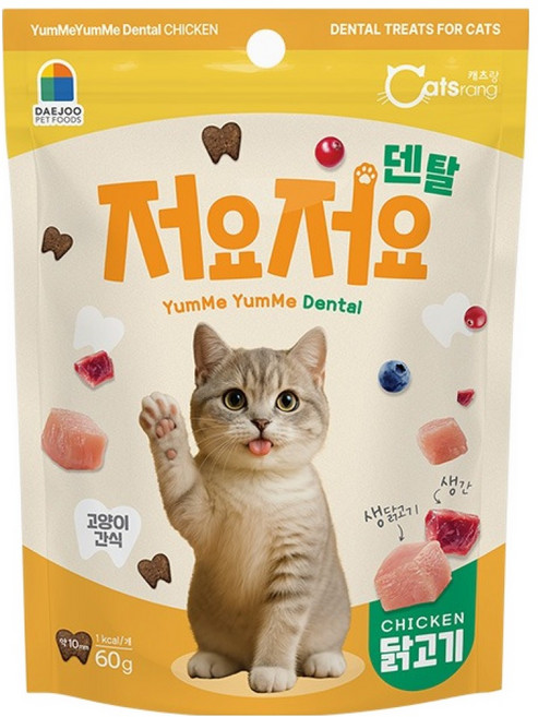 캐츠랑 고양이 저요저요 덴탈 간식, 닭고기, 60g, 1개