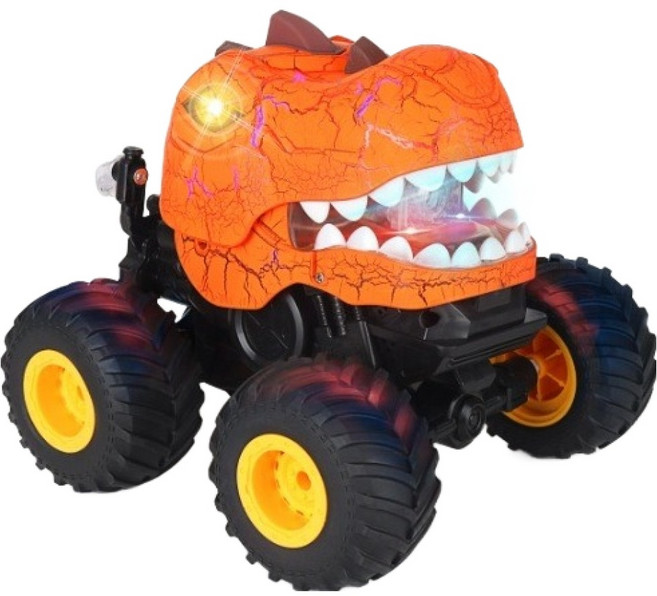 연기뿜는 티라노 360도 스턴트카 몬스터트럭 RC카, 오렌지, 1개