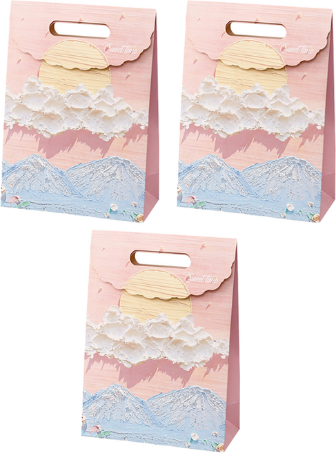 그리뉴얼 유화 선물 포장 종이 봉투 L 32 x 24 x 10.5 cm, 태양, 3개