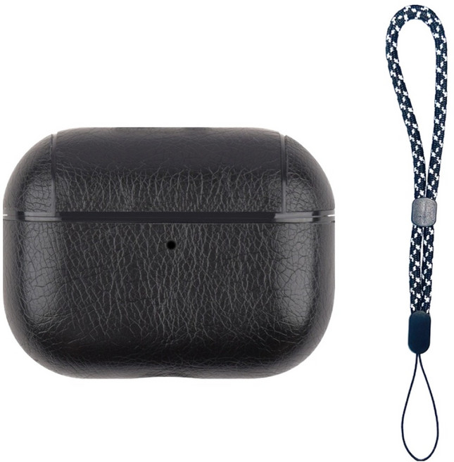 앨리스홈 에어팟 프로 2 이어폰 케이스 + 손목걸이 줄 세트, 블랙, 1세트