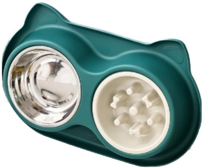 급하게 먹는 강아지 급체방지 애견식기, 그린, 1개