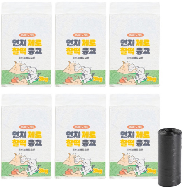 멍냥이노리터 두부 벤토 믹스 블렌딩 모래, 3kg, 6개, 무향