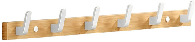 好物良品 胡桃木長型多組掛鈎 55cm 6鉤, 1個, 白色