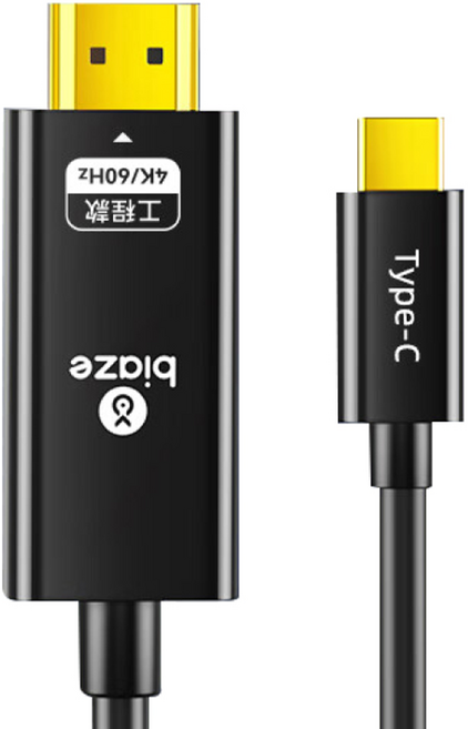 biaze 畢亞茲 Type-C-HDMI 轉換線 4K60hz, 1m, 黑色, 1條