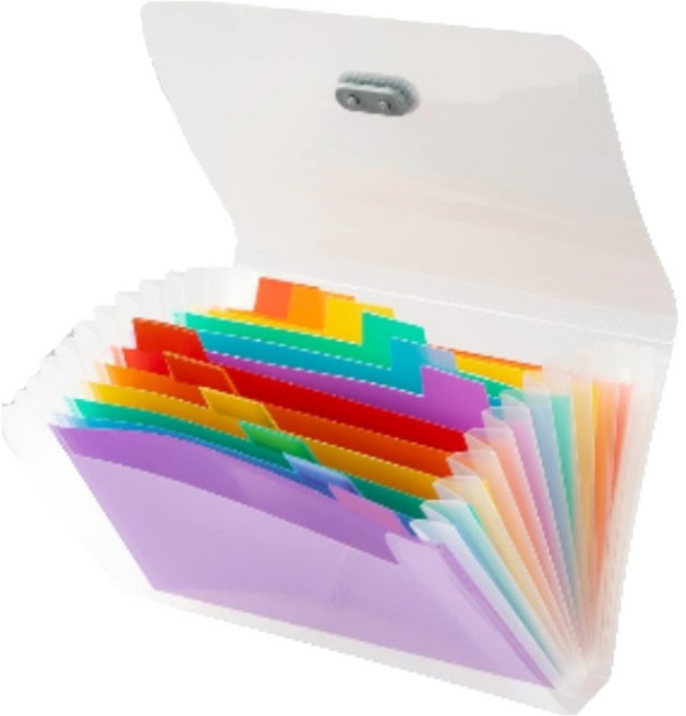 로타 13포켓 무지개 휴대용 미니 아코디언 파일 A6, 화이트, 1개