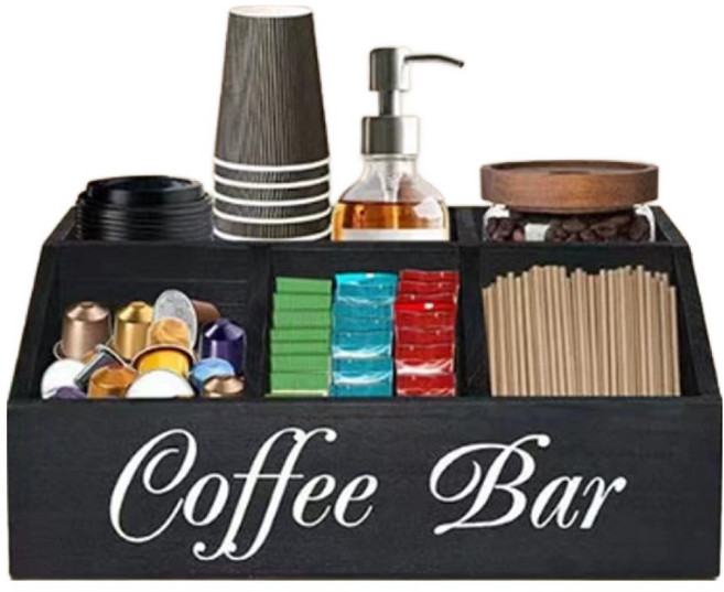 앞날창창 커피 티백 탕비실 다용도 수납 트레이 정리함, 블랙, 1개