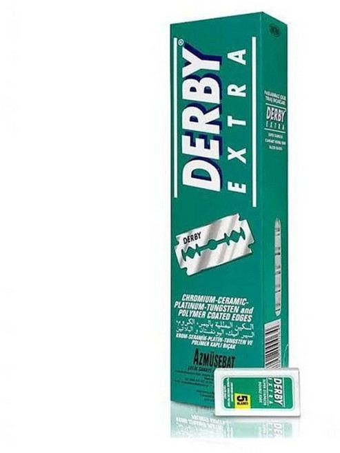DERBY 雙面刮鬍刀片 不鏽鋼材質 鋒利持久 舒適刮鬍體驗, 100片, 1盒