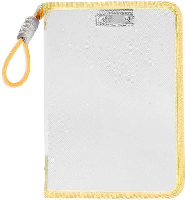 모하코 클립보드 지퍼화일백 A4 투명 파일 케이스, 1개, 마카롱옐로우