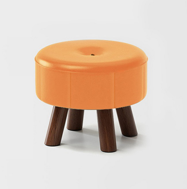 순잠 신발 갈아신는 원목 소프트 낮은 스툴 의자 원형 32 x 32 x 26 cm, 오렌지, 1개