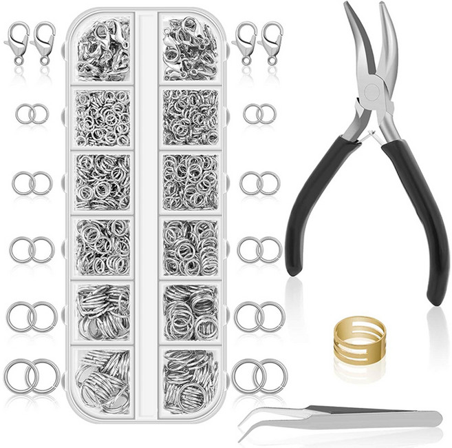 코히모 오링 1160p + 랍스타고리 40p + 작업반지 + 집게 + 핀셋 세트 5W0397, 1세트, 실버