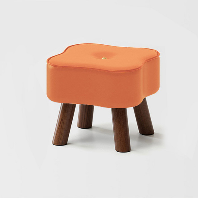 순잠 신발 갈아신는 원목 소프트 낮은 스툴 의자 클로버 30 x 30 x 26 cm, 오렌지, 1개