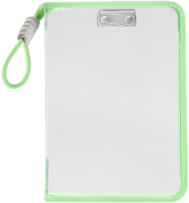 모하코 클립보드 지퍼화일백 A4 투명 파일 케이스, 1개, 마카롱그린