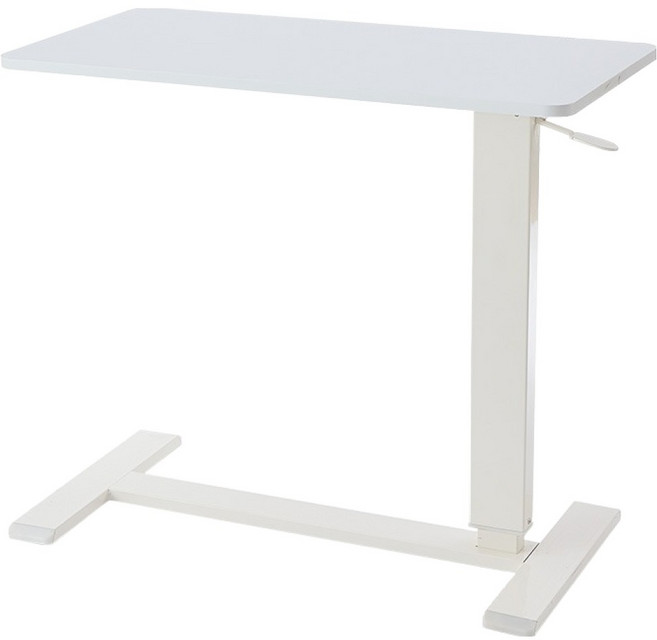 樂嫚妮 無段式升降氣壓可摺疊收納邊桌, 白色