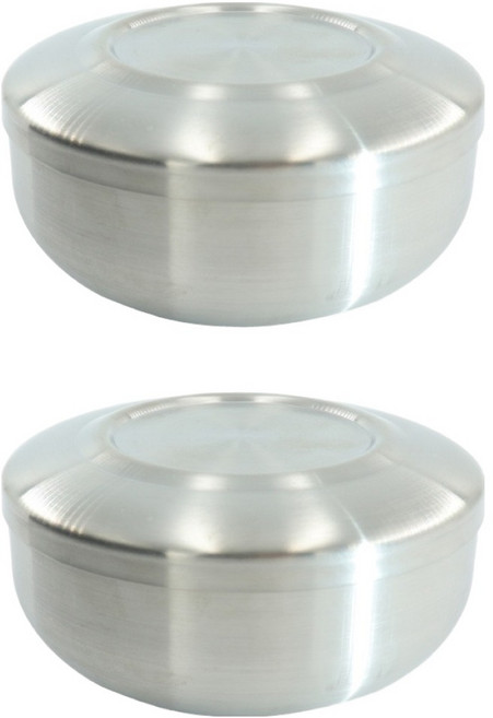 스텐 SUS304 이중 밥공기 합식기, 2개, 실버