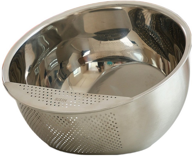 공감스토어 프리미엄 스텐304 쌀세척 쌀바가지 믹싱 야채 가림막 세척볼, 1개, 단품