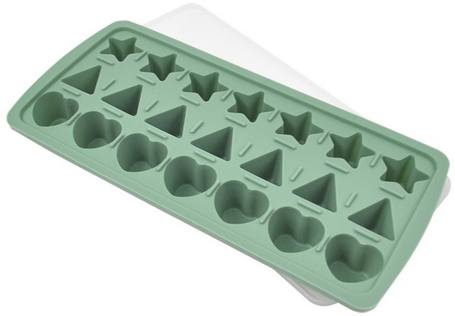 키친유 실리콘 별 하트 세모 모양 아이스트레이, 1개, 그린