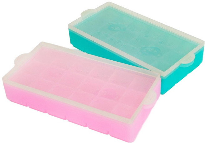 파미레 실리콘 찬합 2단 얼음틀 2종 세트, 반투명블루, 반투명핑크, 1세트
