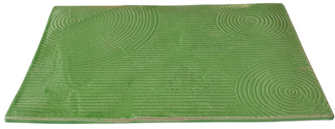 佐和陶瓷國際有限公司 綠釉枯山水角皿 日本製, 綠色, 1個