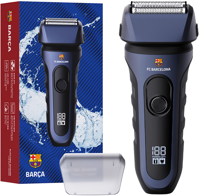 FC바르셀로나 IPX 7 방수 3중날 프리미엄 3 in 1 일자형 전기면도기, FCB-ES711, 네이비