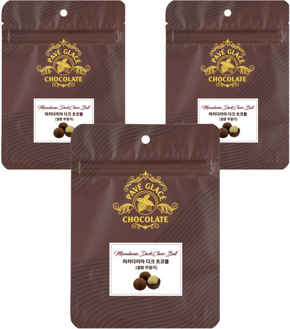 파베글라스 마카다미아 다크초코볼 설탕무첨가, 3개, 50g