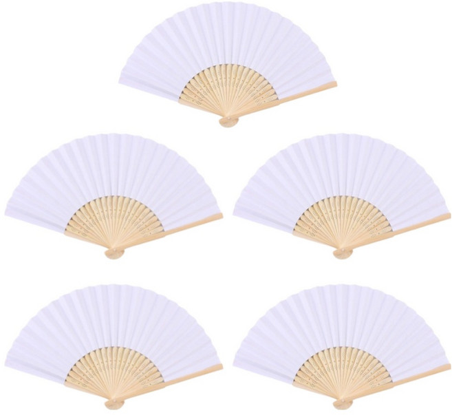 플로우코드 무지 합죽선 전통부채, 화이트, 5개