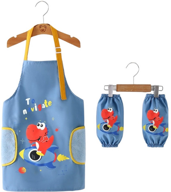 생활의지혜 아동용 미술 학원 방수 앞치마 가운, 공룡 스카이