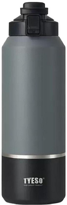 TYESO 泰碩 304不鏽鋼大容量保溫運動水壺, 拼色黑, 1個, 1.2L