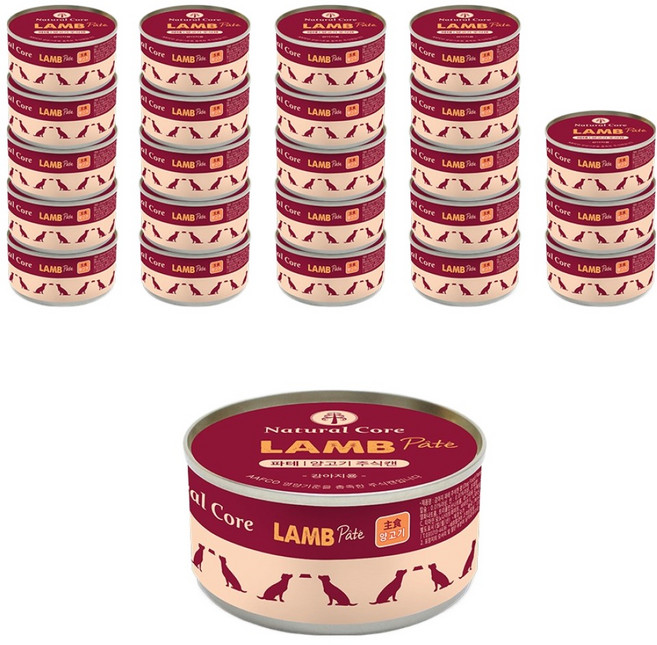 네츄럴코어 어덜트 강아지 파테 주식캔, 혼합맛(닭/양), 85g, 24개