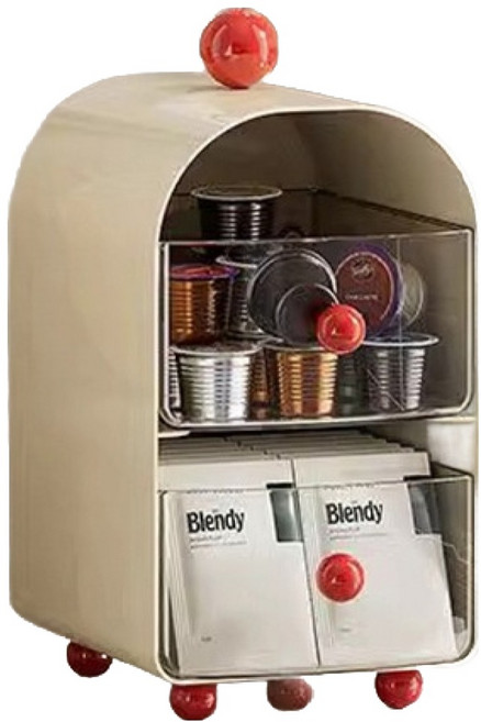 맙소샵 더블 레이어 수납 캡슐 커피 선반 BRP387, 크림, 1개