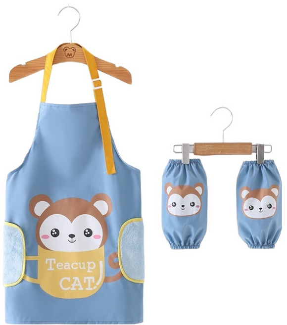 생활의지혜 아동용 미술 학원 방수 앞치마 가운, 원숭이 스카이