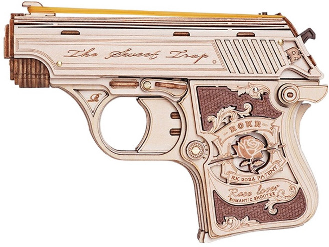 로보타임 DIY 우드 미니건 LQ502, 1개, 혼합색상, 115피스