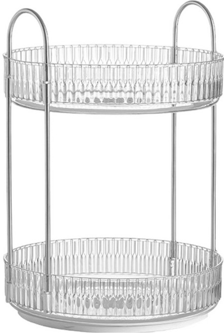 맙소샵 회전형 컵 텀블러 수납 선반 2단 BRP388, 투명화이트, 1개