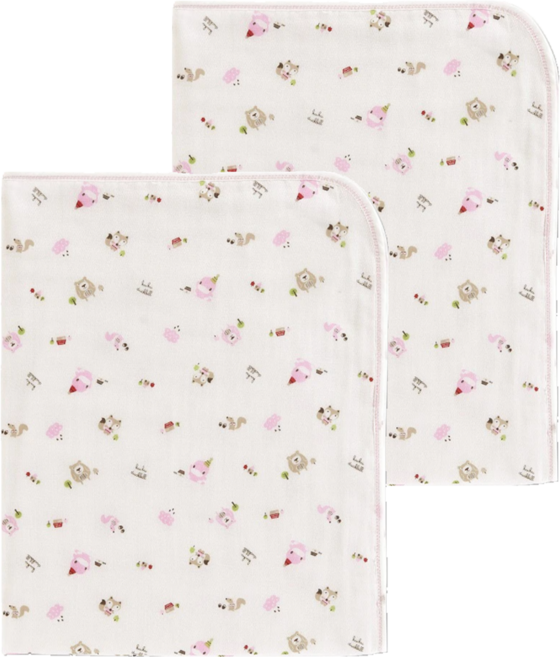 KU.KU Duckbill 酷咕鴨 緹花紗布澡巾, 狐狸熊滿底 粉色, 2條