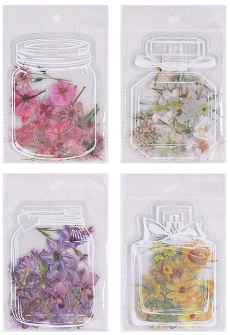 코히모 대용량 압화 플라워 꽃병 스티커 4종 세트 5W0394, 혼합색상, 1세트