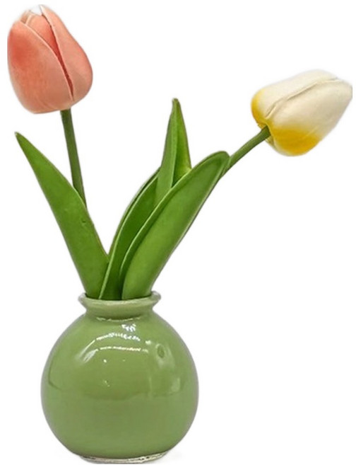 Floral M 花藝 仿真花 俏皮開心果鬱金香花禮, 1個, 混和顏色