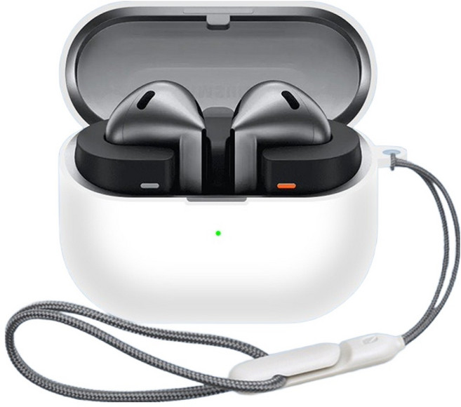 올라이크 무지 갤럭시 버즈3 pro 케이스 끈포함, 화이트, 1개