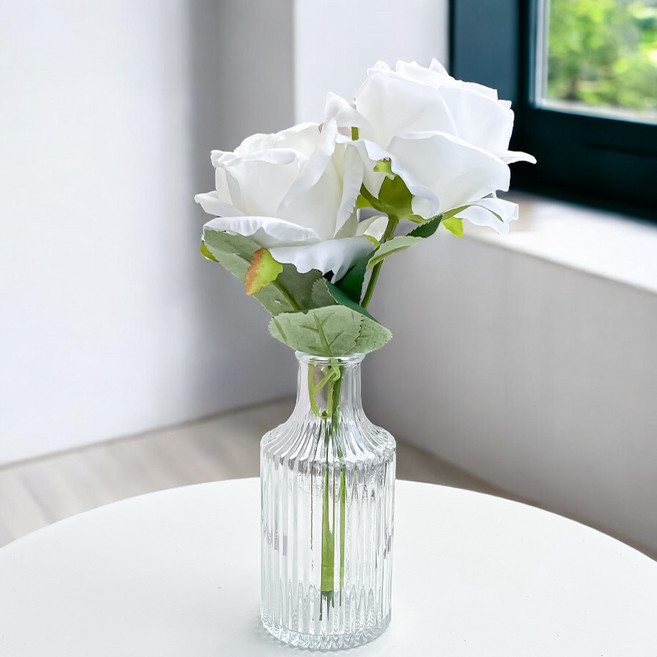 Floral M 花藝 仿真花禮 歐若拉玫瑰小花園, 1件, 白色