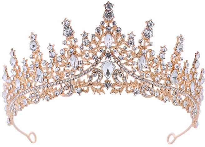 코히모 생일 파티 브라이덜샤워 셀프워딩 소품 티아라 왕관 5W0390, 1개, 화이트 + 골드