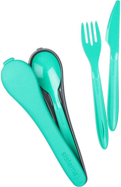 시스테마 휴대용 커트러리 세트, 민티틸, 1세트, 보관통 + 숟가락 + 포크 + 칼