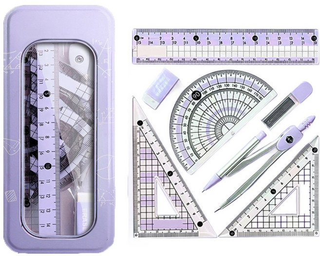 썸즈마인 학용품 컴퍼스 8종 세트 퍼플 180 x 76 mm, 1세트