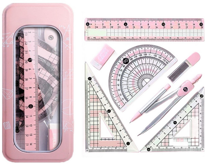 썸즈마인 학용품 컴퍼스 8종 세트 핑크 180 x 76 mm, 1세트