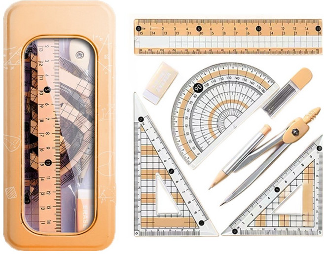 썸즈마인 학용품 컴퍼스 8종 세트 옐로우 180 x 76 mm, 1세트