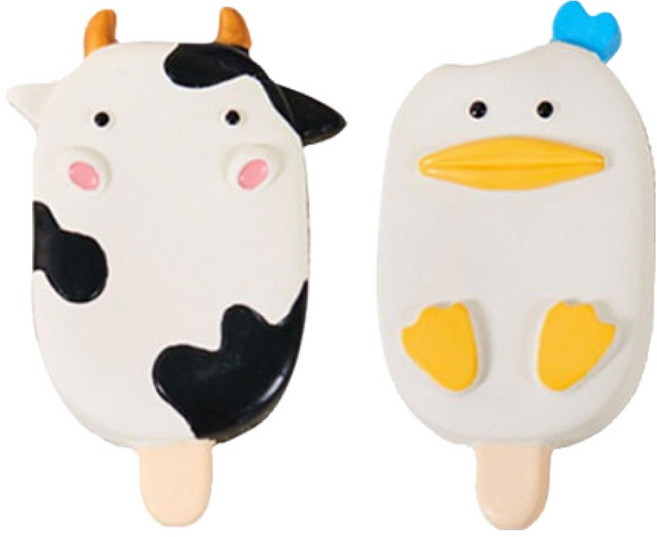 레드퍼피 강아지 아이스크림 삑삑이 라텍스 장난감 2종 세트, 1세트, 젖소, 오리