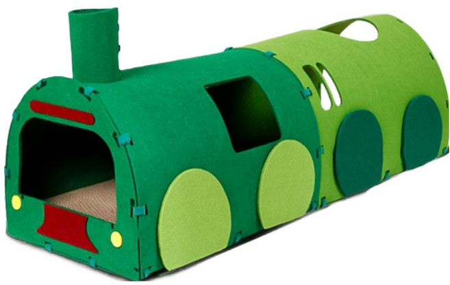 순잠 고양이 취향 저격 녹색 기차 터널 스크래치판 세트 2단라운드, 혼합색상, 1세트