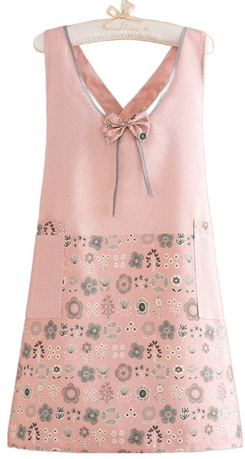 순잠 여름에도 시원하게 감성 패션 앞치마 71 x 85 cm, 리본크로스핑크, 1개