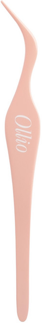Ollio 노글루 속눈썹 L자 트위저 핀셋, 1개, 분홍색 / 무향