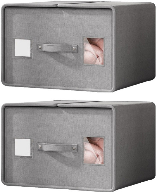 로비니샵 침대 시트 이불 패드 정리 수납함, 2개, 그레이