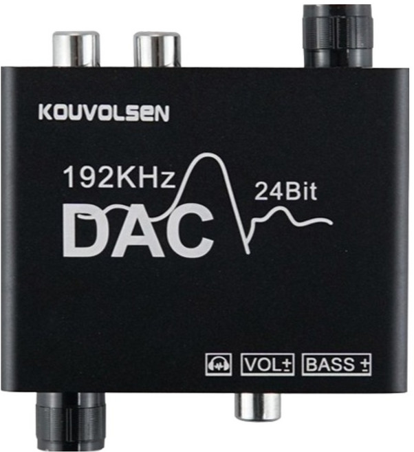 코우볼센 192KHz 24Bit DAC 디지털 to 아날로그 오디오 컨버터 볼륨 베이스 조절, YT-DAC1A