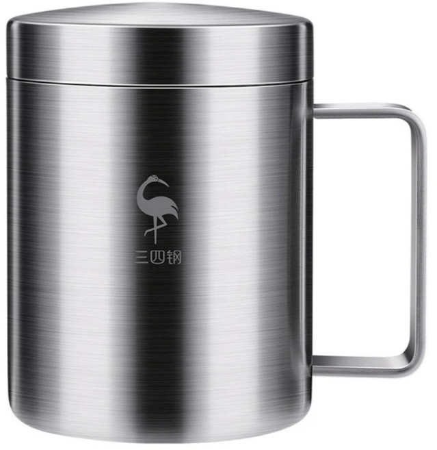 SSGP 三四鋼 316不銹鋼雙層防燙杯 附蓋, 不鏽鋼色, 320ml, 1個